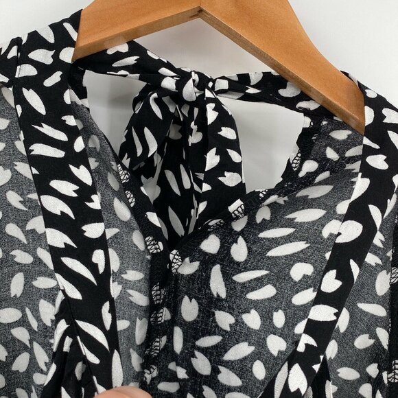 Womens Black White Sleeveless Halter Neck Knee Length A Line Dress Size Small - Picture 5 of 10